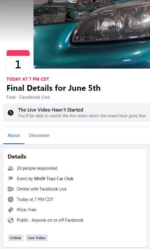 7pm Facebook Live Misfit Update.JPG